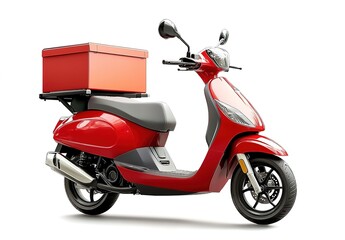 Red Scooter with Delivery Box
