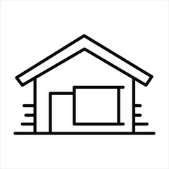 Simple black line art illustration of a house.