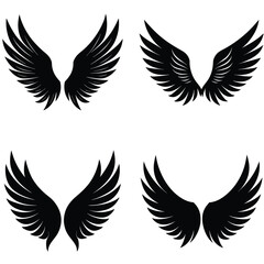 eagle, hawk, and angel feather silhouette design