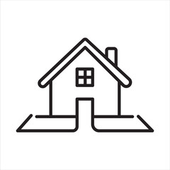 Simple black line art illustration of a house.