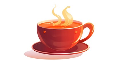 Obraz premium Professional cartoon vector illustration of a hot tea cup, isolated on white background