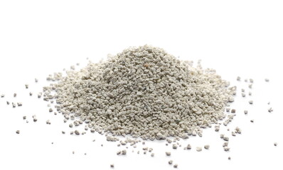 Cat litter filler isolated on white background, side view 
