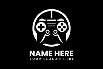 Simple black silhouette of a modern gamepad controller for video games on a clean white background. Gaming concept