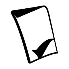 Silhouette illustration of a page with a checkmark, showing success or approval