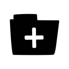 Black and white stylized icon of new folder or directory creation