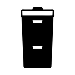Black and White Illustration of a Trash Can Waste Disposal System