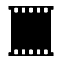 Black silhouette of a classic 35mm film strip on a white background
