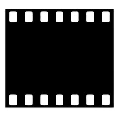 Film strip with ten frames on top and bottom row, black and white