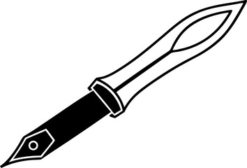Fountain Pen Nib Line Art Vector Illustration