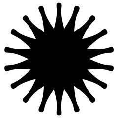 Abstract black starburst with rounded edges and radial symmetry design element