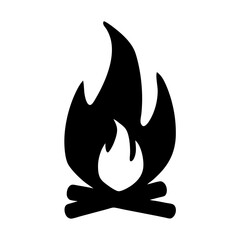 Silhouette illustration of a campfire with flames and burning wood