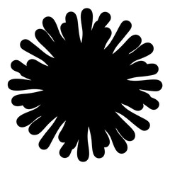 Abstract Black Splatter with Rounded Edges, Radiating Pattern on White Background
