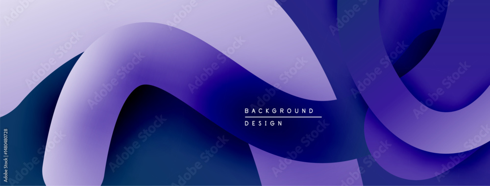 Poster Abstract flowing shapes, gradient blues, purples create dynamic background. Modern design element for digital projects.