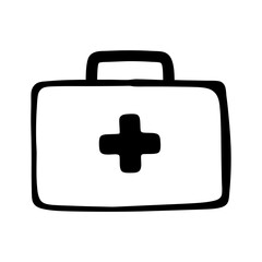 Stylized first aid kit icon with a prominent medical cross symbol