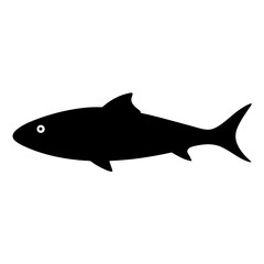 Simple Silhouette of a Fish with a Tail Fin and Sharp Edges