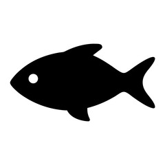 Simple Black Fish Silhouette on White Background a Nautical Marine Symbol