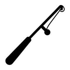 Simple and clear illustration of a black and white fishing rod