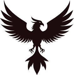 Majestic Phoenix Silhouette with Outspread Wings