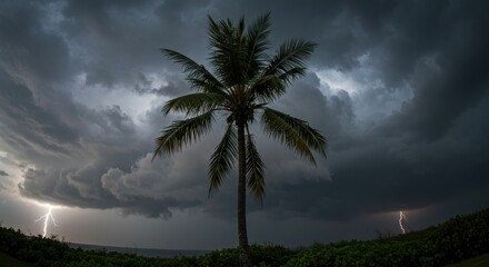 Fototapeta premium Palm Tree and Storm, Photo
