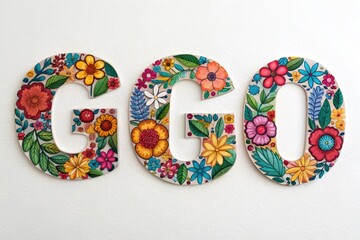Colorful Floral Letters Creating Vibrant Art on White Backdrop Generative AI