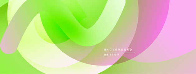 Abstract fluid shapes, vibrant green, pink hues. Soft gradients create dynamic, modern background design. Smooth curves, layered effect.