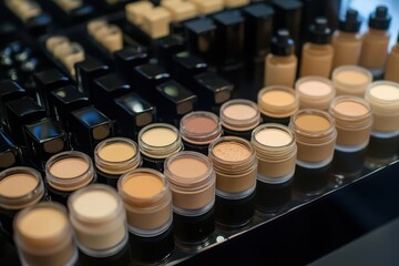 Diverse array of foundation shades in various forms