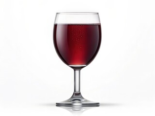 Elegant Clear Glass Filled with Deep Red Wine on White Background