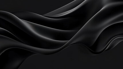 Obraz premium Abstract Black Silk Fabric with Smooth Waves
