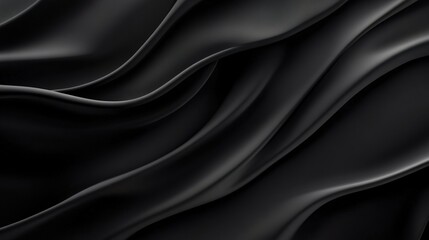 Abstract Black Silk Fabric with Smooth Waves