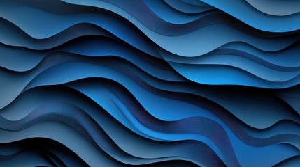 Obraz premium Abstract background with wavy layered paper cut shapes in shades of blue. Modern colorful backdrop for presentation, banner, cover, template, and wallpaper designs.
