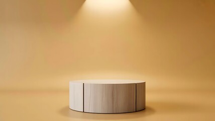 Empty Stage: A minimalist 3D rendered podium, illuminated by focused spotlight. This versatile background provides space for product display and presentation.