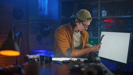 Male Photographer Developing Film in a Creative Studio Environment