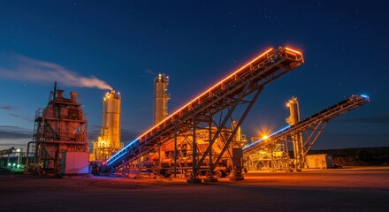 Industrial Plant at Night - Photo