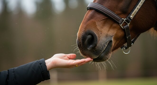 Horse nose and hand Illustration