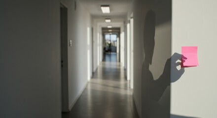Office Corridor with Note, Photo