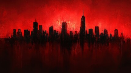 Crimson city skyline