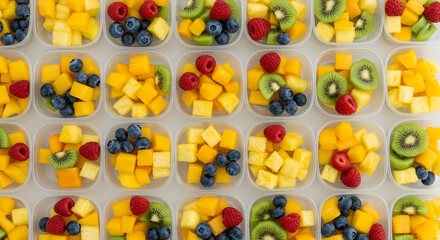 Obraz premium Assorted Fresh Cut Fruits Ready To Eat For Healthy Diet