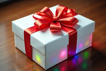 Obraz premium Spectacular gift, colorful box, glowing satin bows, gift box, pastel