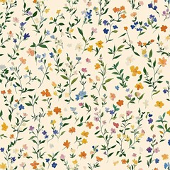 Pattern of Wildflowers on a Light Background
