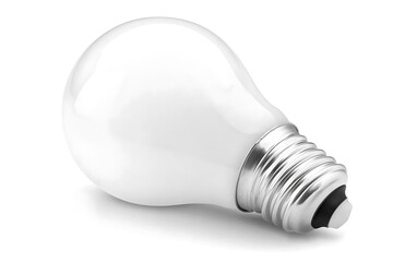 Opaque lightbulb casting soft shadow on a clean white surface, s