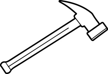 Nail  Hammer Line Art Vector Illustration