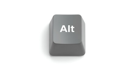 Close-up of a gray Alt key from a computer keyboard on white background