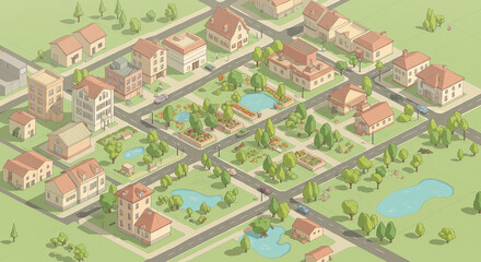 Isometric Village Scene