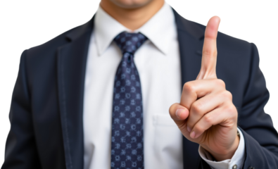 Business professional signaling importance in office environment corporate setting close-up focus on communication