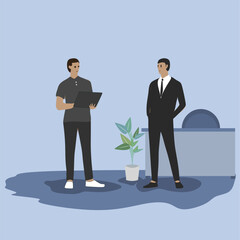 Vector illustration featuring diverse professions including business professionals in office meetings, doctors, nurses, chefs, and teachers. Scenes show different types of communication such as team d