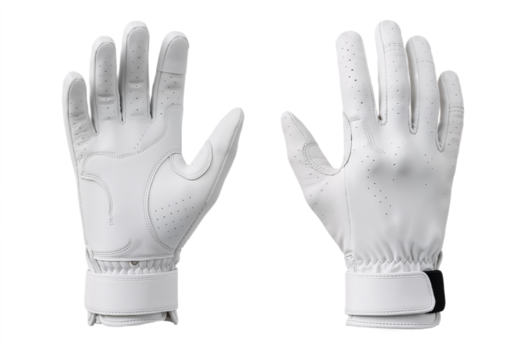 white sports golf gloves, front and back view, isolated on transparent background - Powered by Adobe