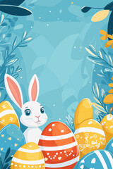 Cheerful Easter Bunnies with Colorful Eggs