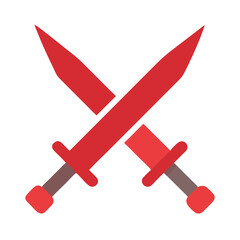 Red Crossed Swords Icon Vector Illustration
