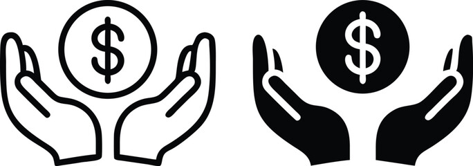 Black Hands Holding Dollar Sign for Charity and Financial Assistance Illustration