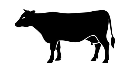 Black Cow Silhouette Vector Illustration
